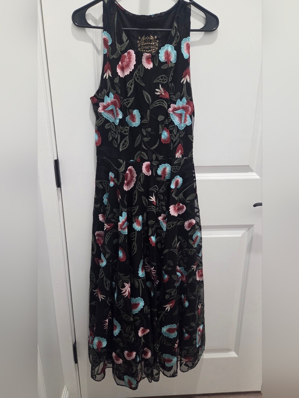 Johnny Was Black Dress with Colorful Floral Design - Picture 10 of 15